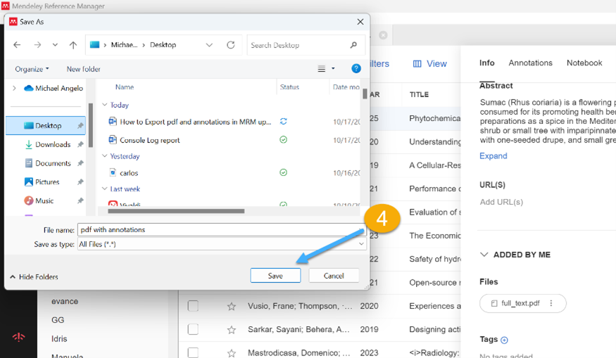 Сохранение PDF с аннотациями из Mendeley Reference Manager