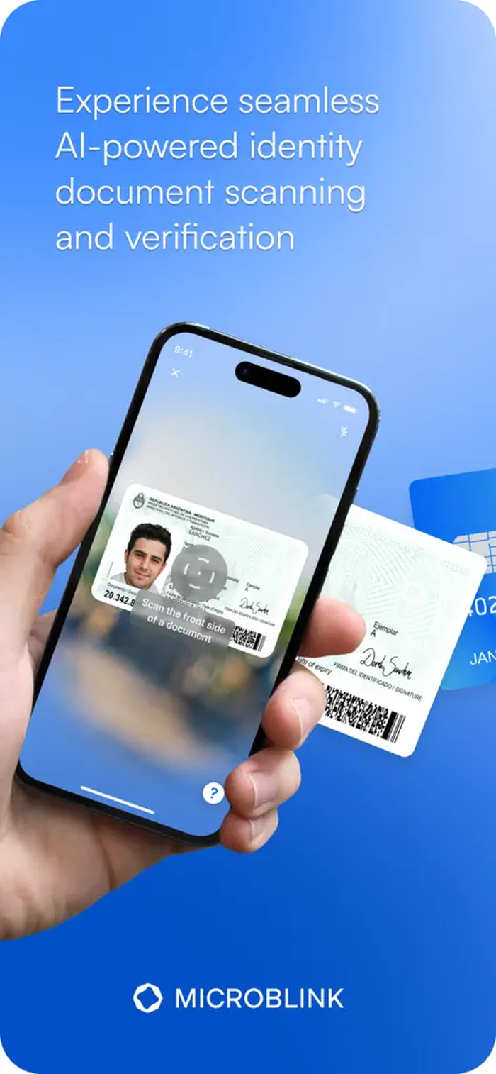 Экран автоматического захвата лицевой стороны документа в BlinkID