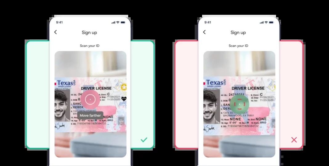 Подсказки BlinkID о расстоянии до удостоверения