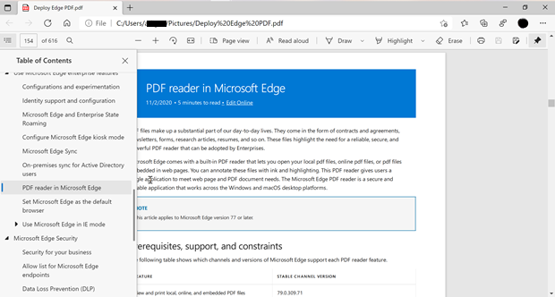Оглавление PDF в Microsoft Edge