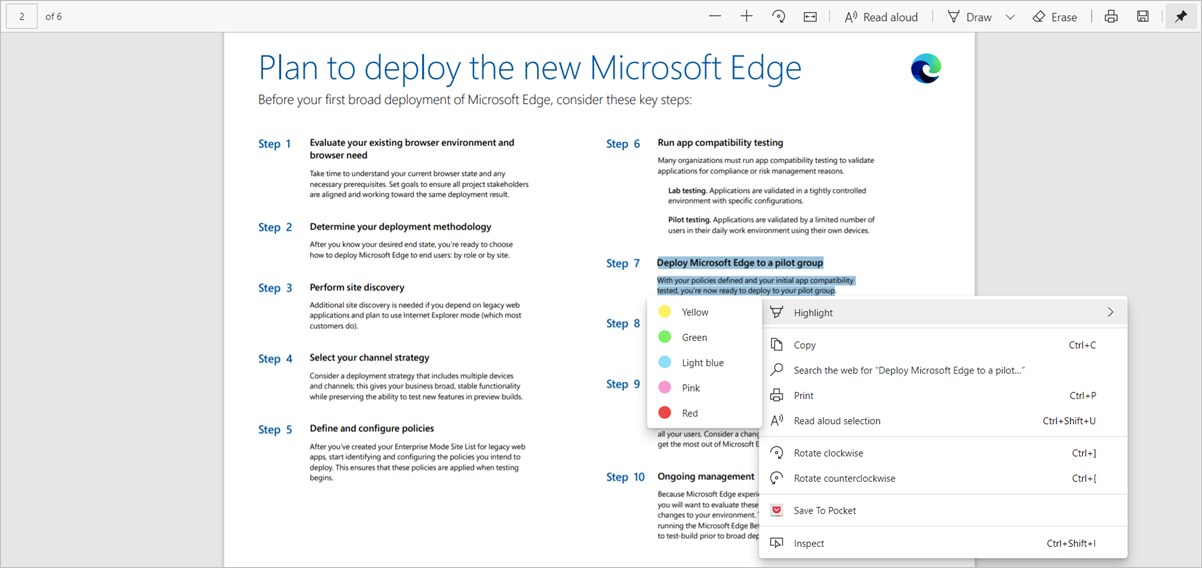 Выделение текста цветом в Microsoft Edge