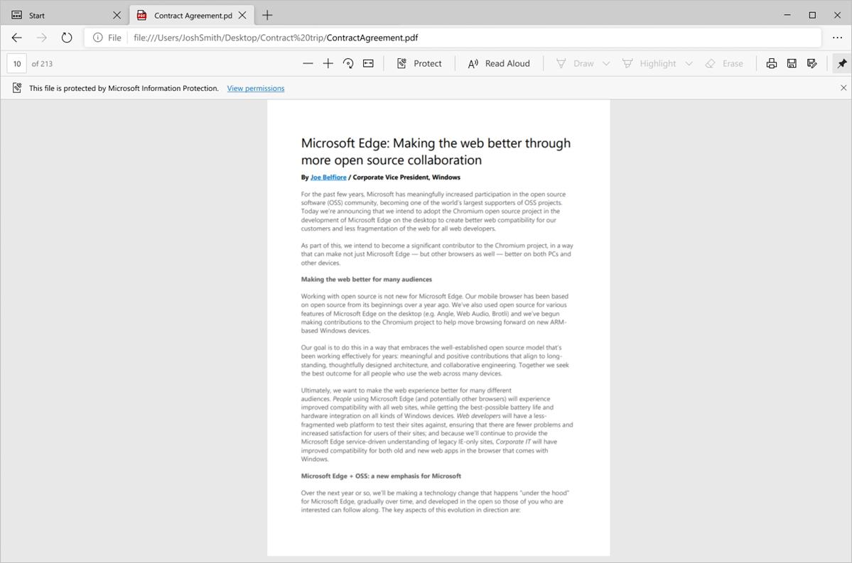 Защищённый PDF в Microsoft Edge