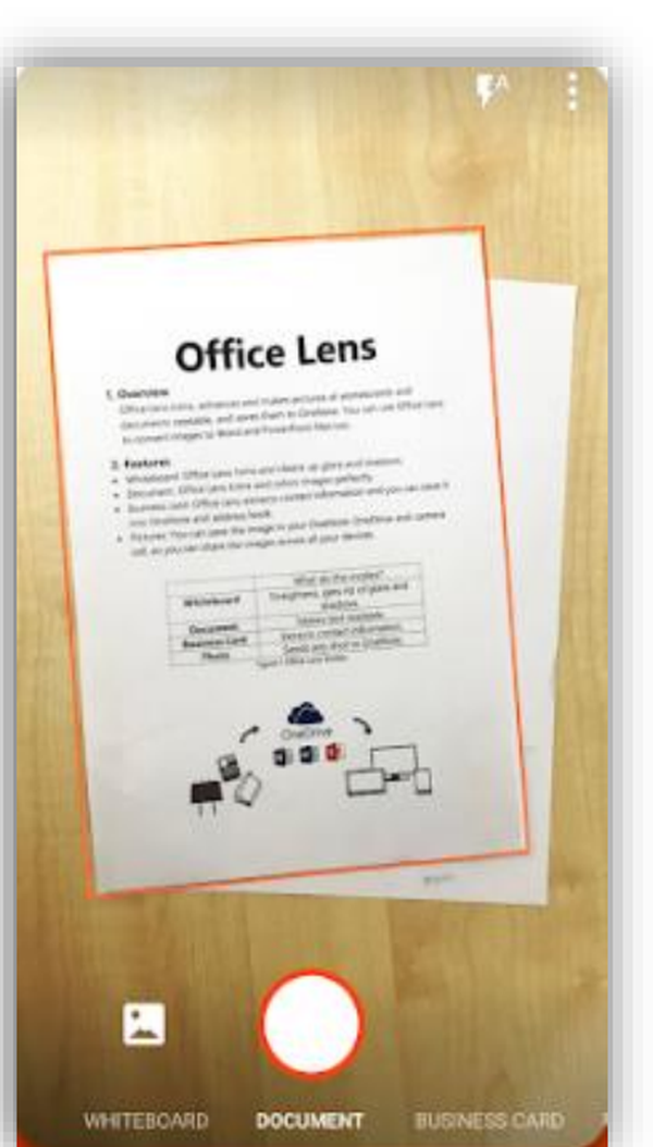 Захват бумажного документа в Microsoft Office Lens на Android