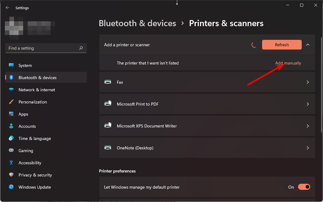 Microsoft Print to PDF в разделе Принтеры и сканеры Windows 11
