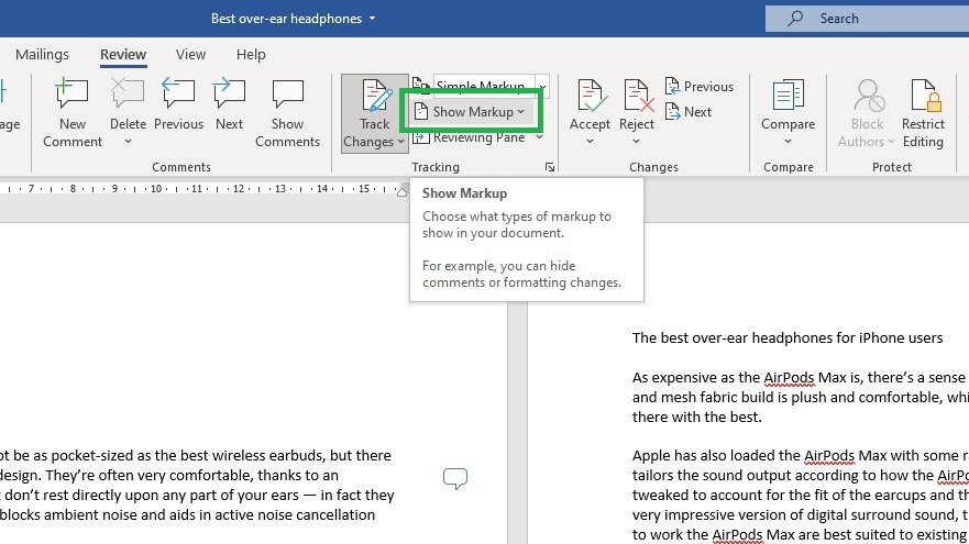 Настройка отображения разметки в Microsoft Word