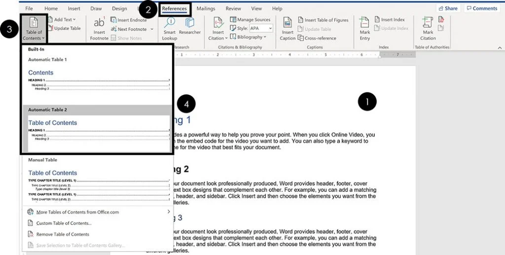 Вставка автоматического оглавления в Microsoft Word