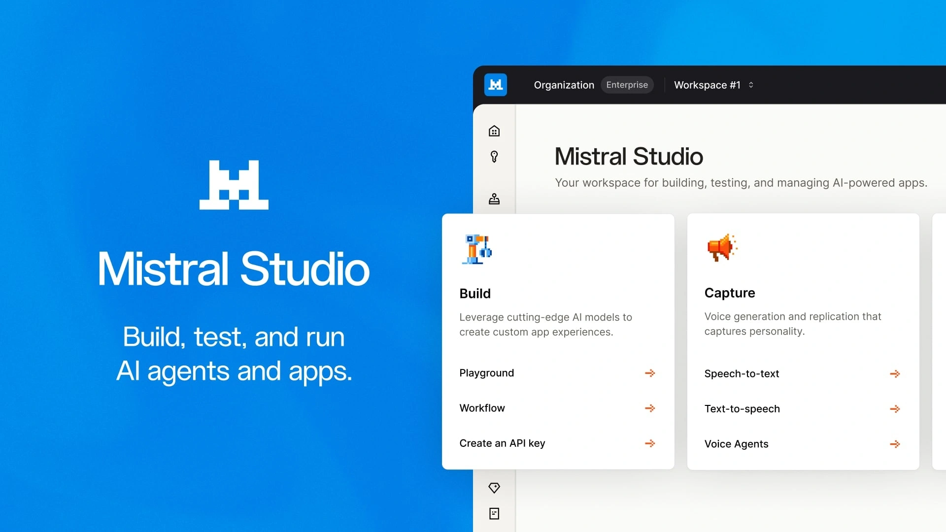 Рабочая панель Mistral Studio