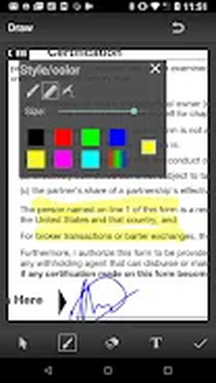 Палитра и инструменты рисования Mobile Doc Scanner