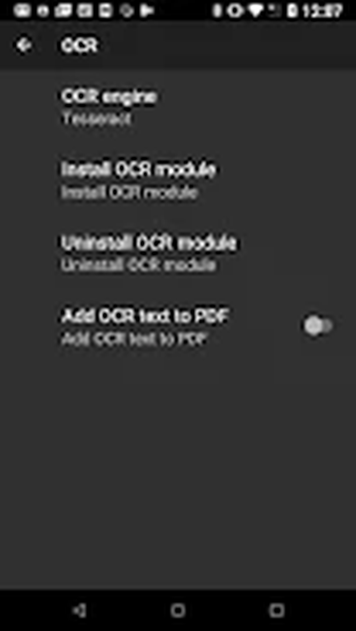 Настройки OCR и текстового слоя PDF в Mobile Doc Scanner