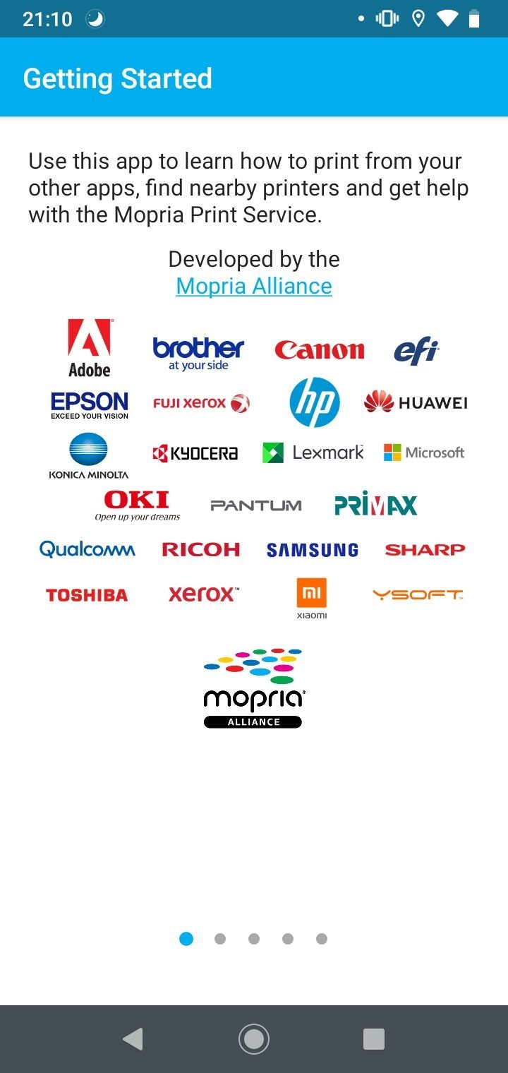 Интерфейс Mopria Print Service