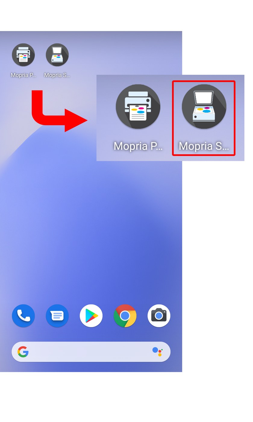 Значок Mopria Scan на домашнем экране Android