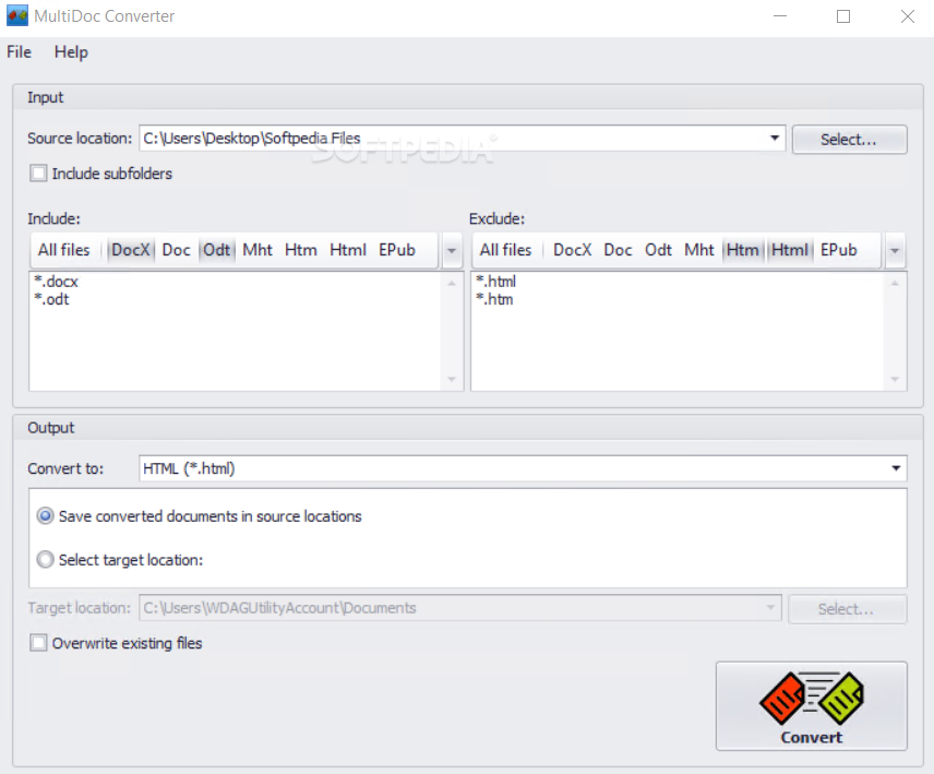 Настройка масок и преобразования HTML в MultiDoc Converter