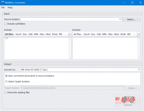 MultiDoc Converter в современном оформлении окна Windows