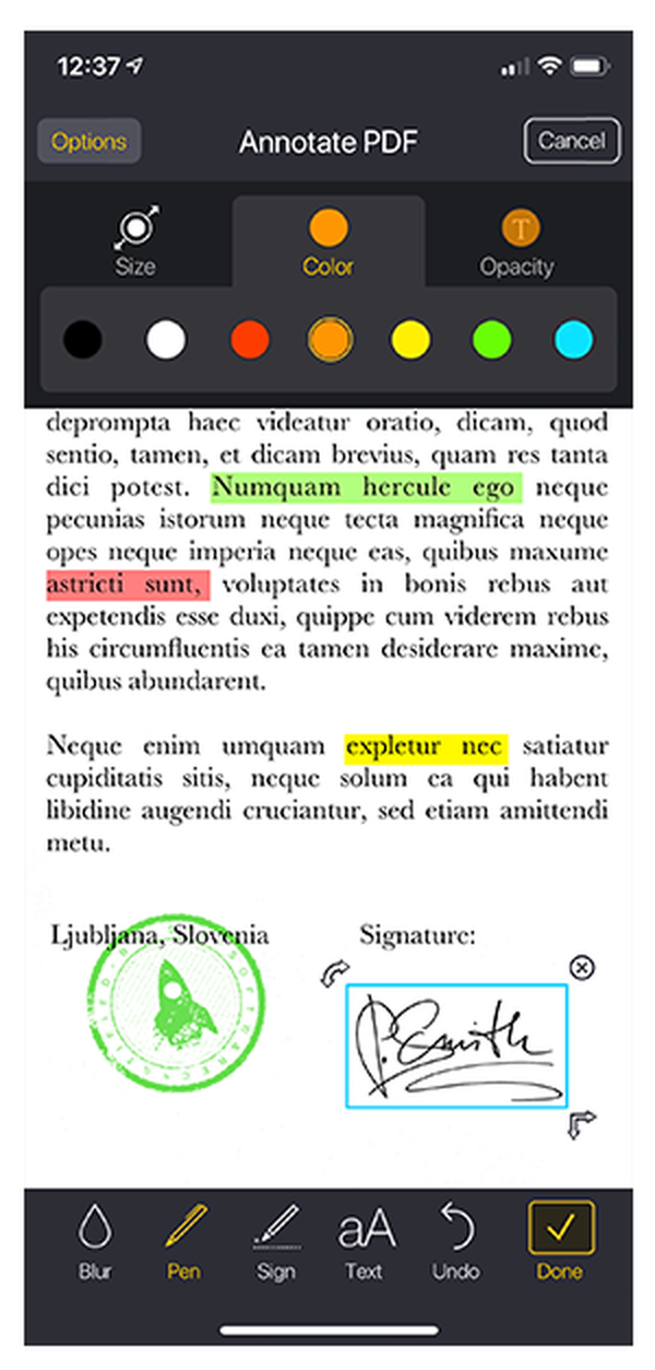 My Scans Pro: полноэкранная разметка PDF с пером, подписью, текстом и отменой