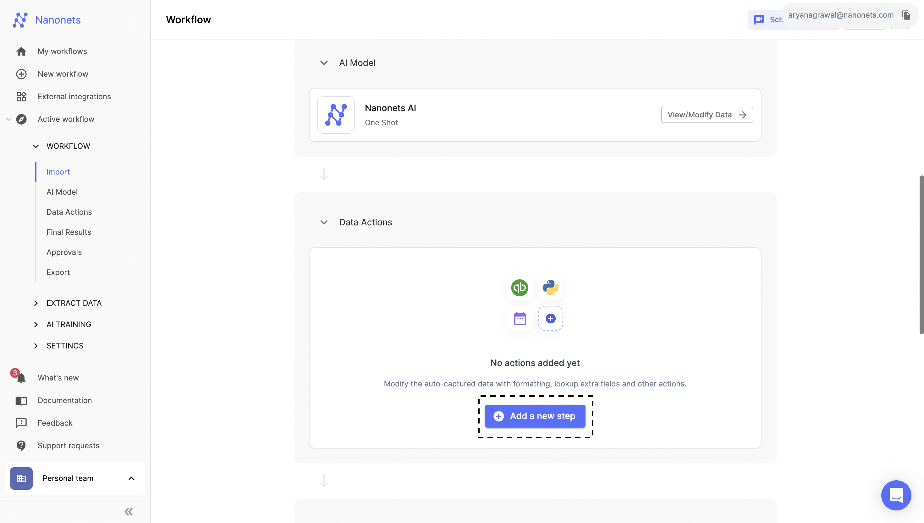 Блок Data Actions в конструкторе процесса