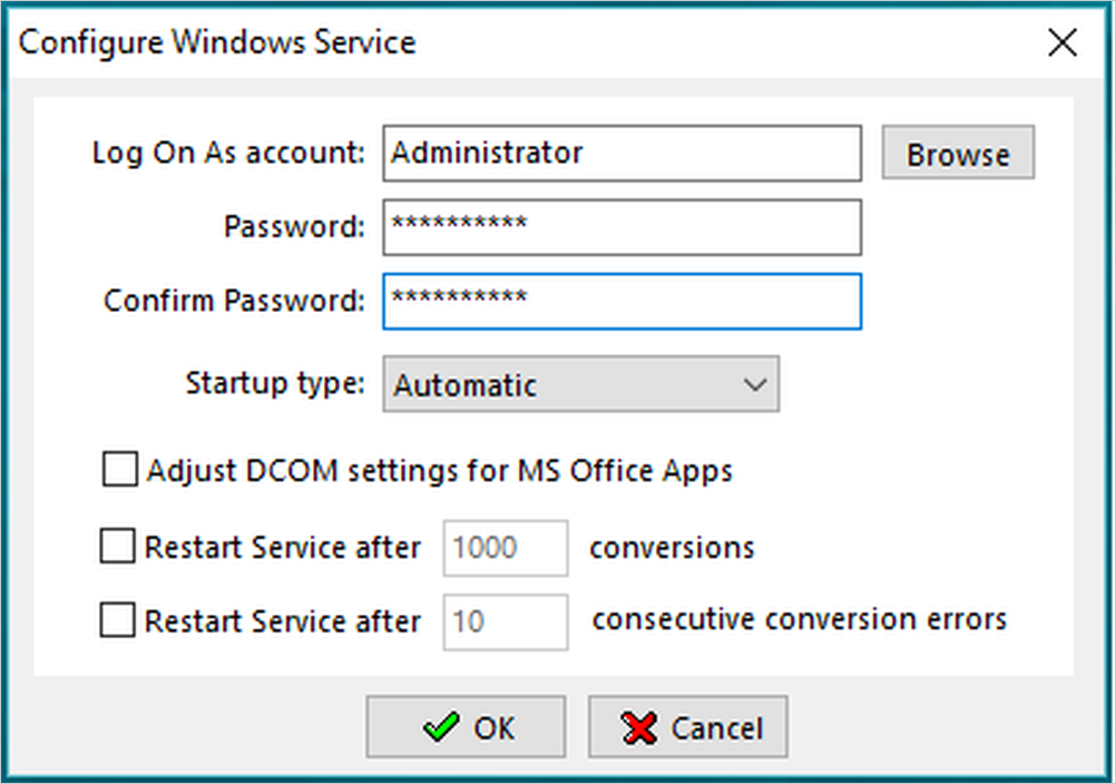 Настройка службы Windows