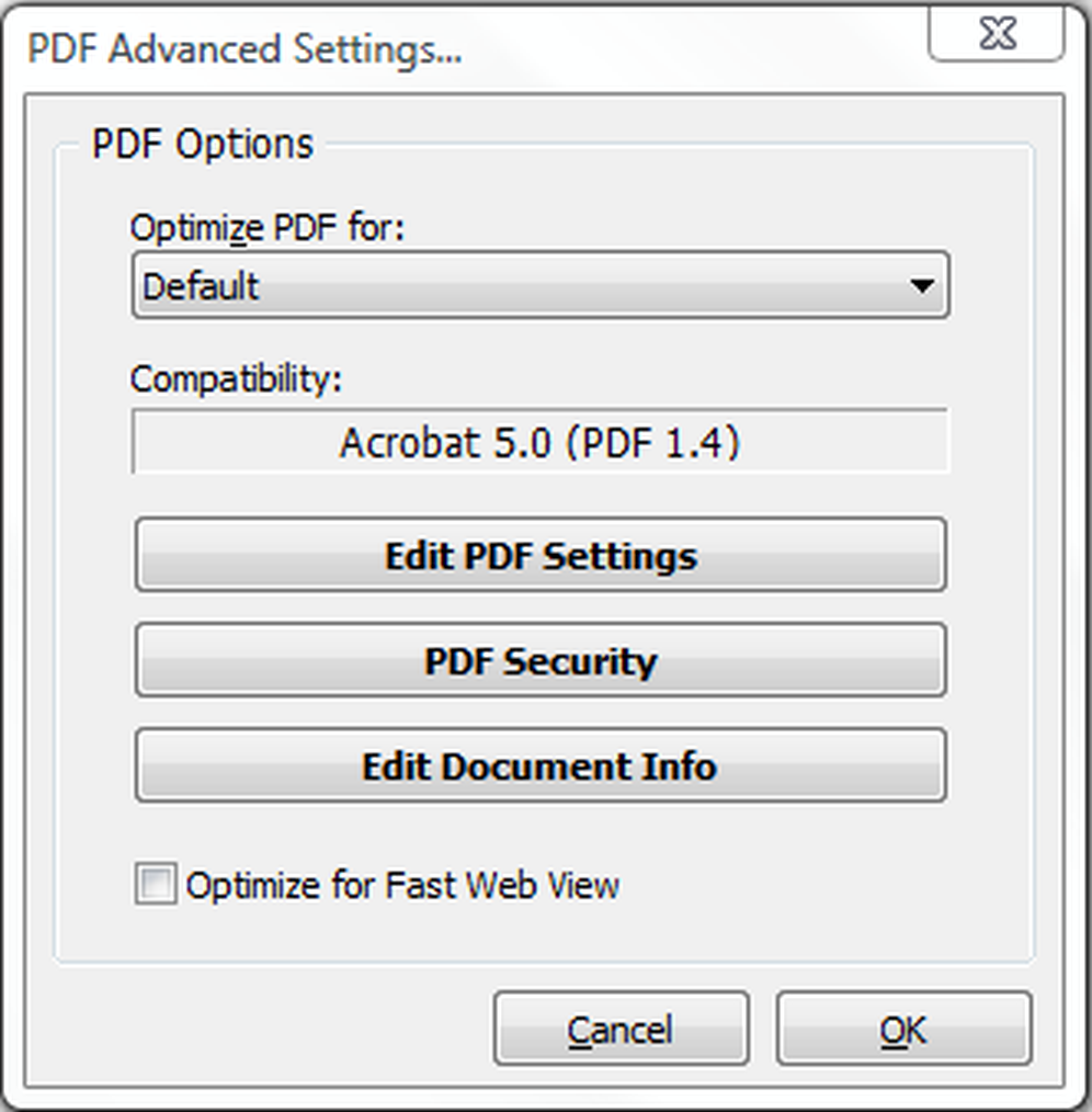 Расширенные настройки PDF в Neevia docuPrinter Pro