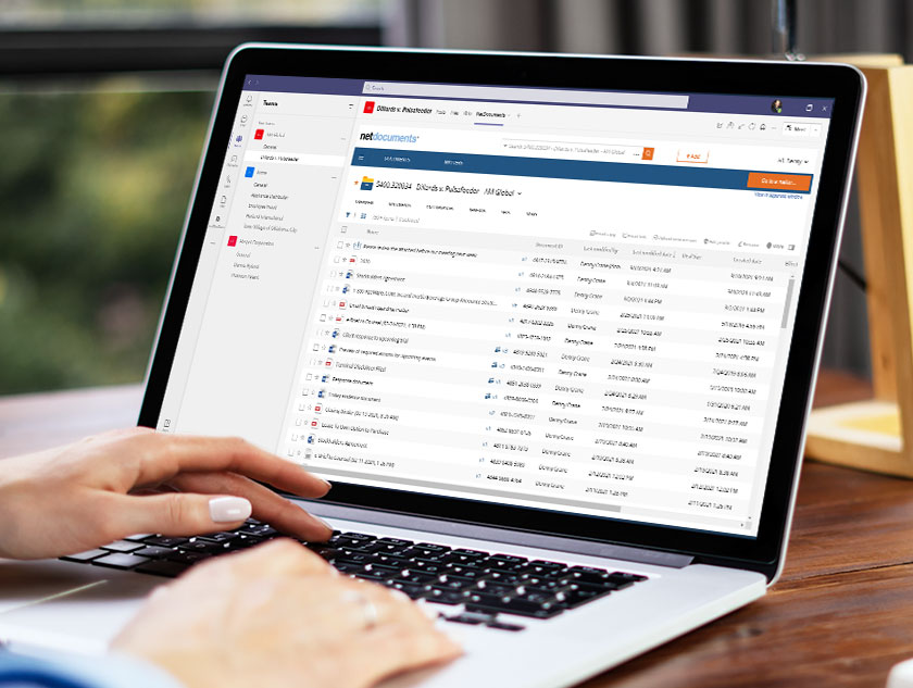 Документы NetDocuments, доступные внутри Microsoft Teams