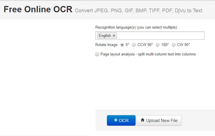 Рабочие параметры NewOCR и кнопка запуска OCR