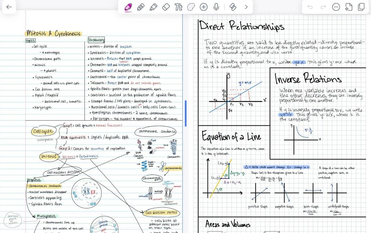 Одновременная работа с двумя заметками в Notability