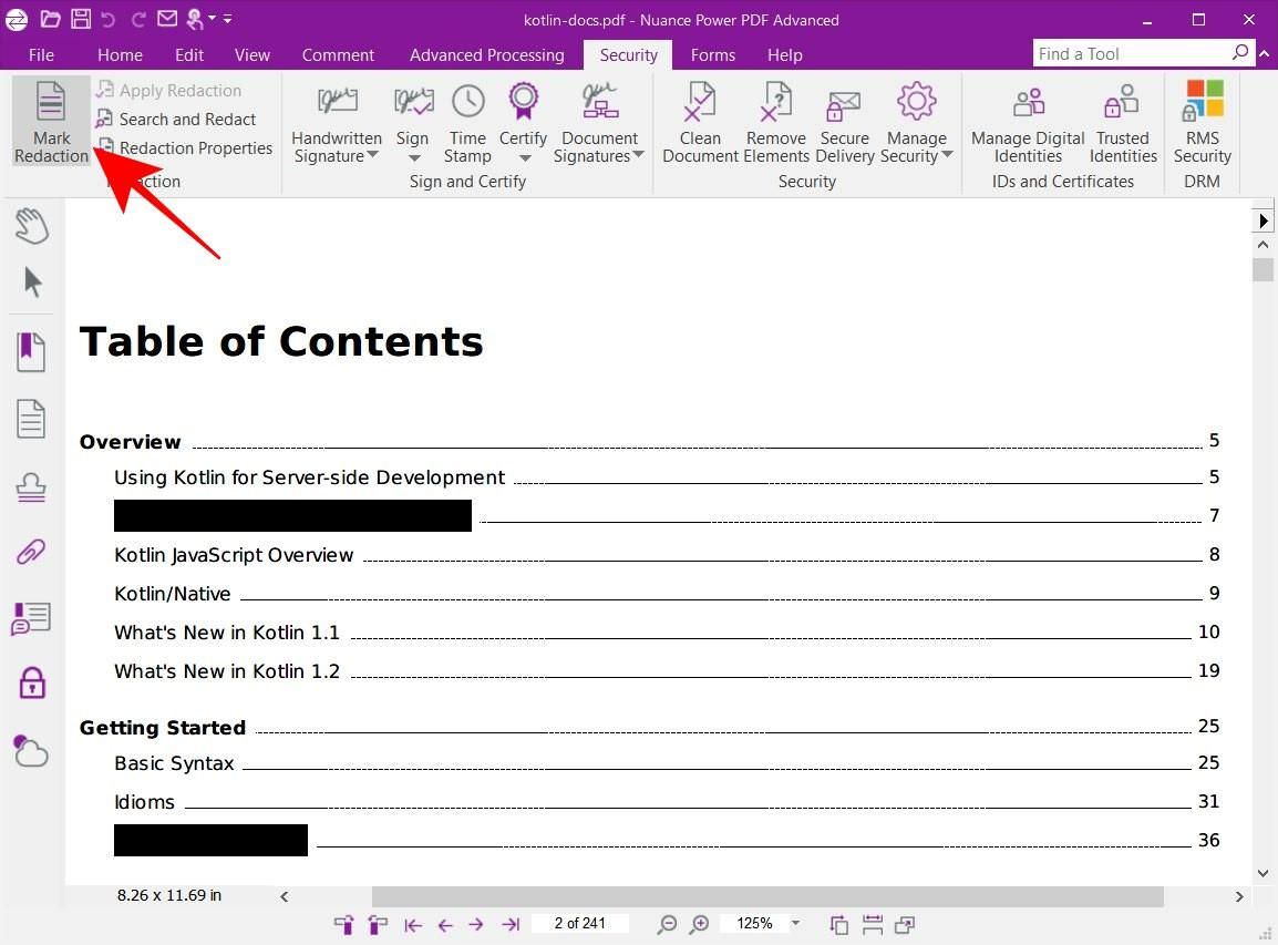 Команды Search and Redact в Nuance Power PDF Advanced