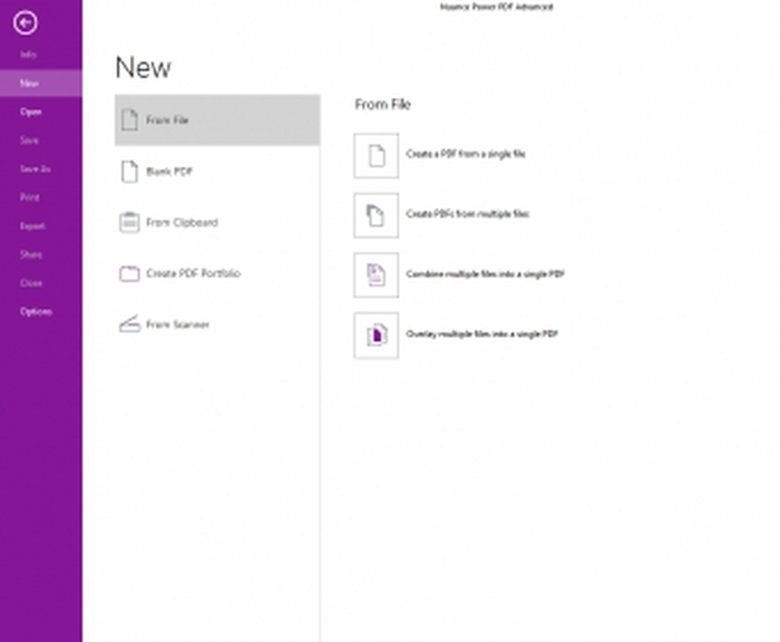 Стартовая вкладка New в Nuance Power PDF Advanced