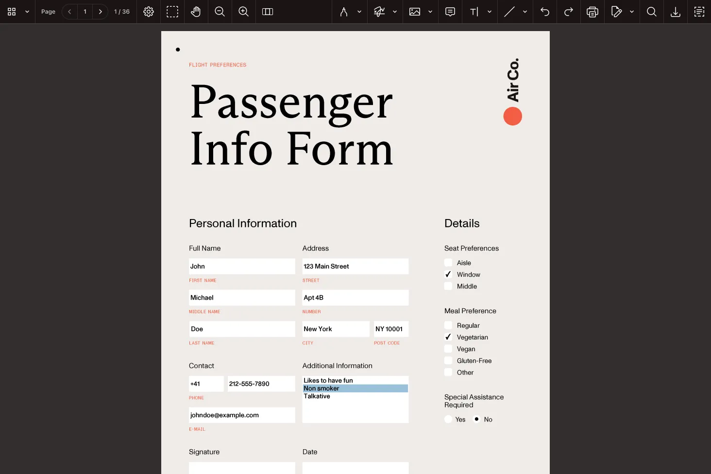 Заполнение полей PDF-формы в Nutrient SDK