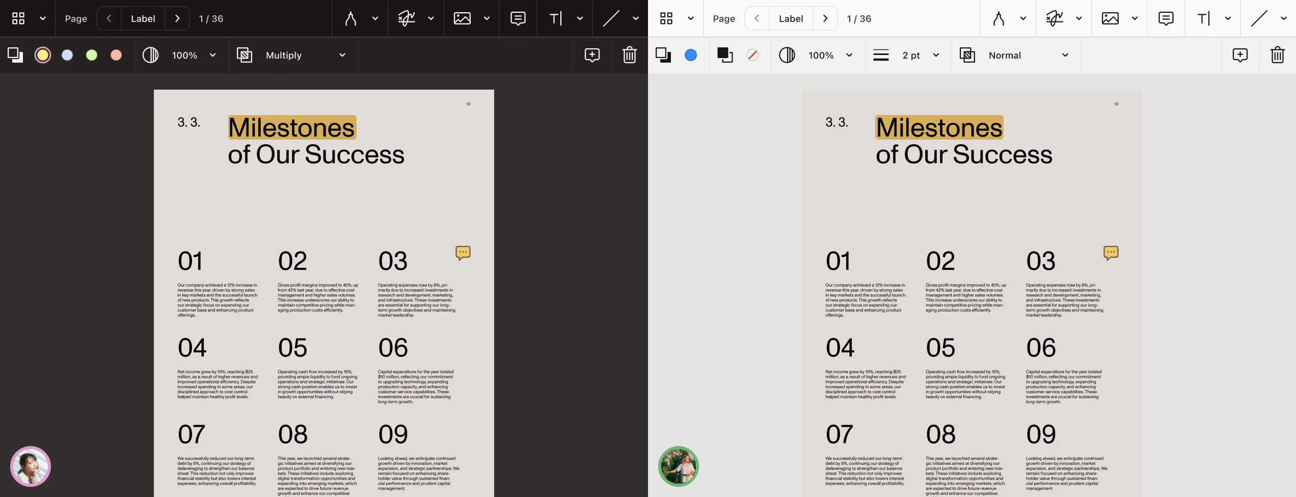 Совместная работа и обсуждение PDF в интерфейсе Nutrient SDK