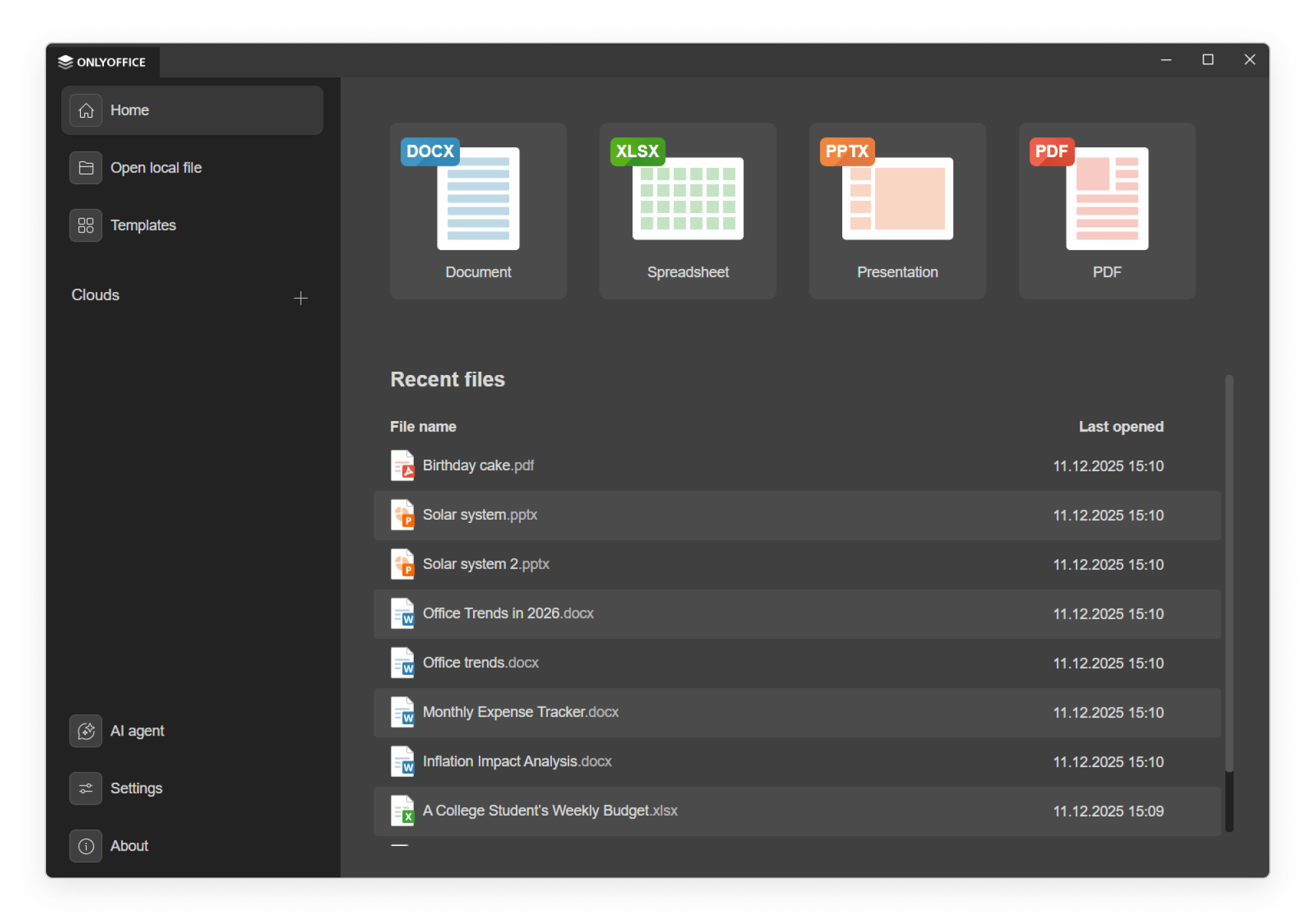 Интерфейс ONLYOFFICE Desktop Editors