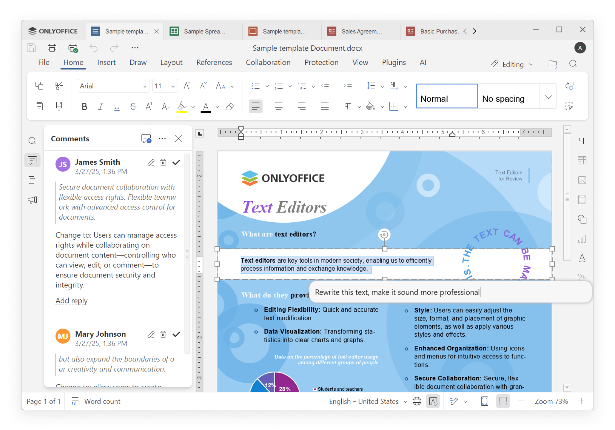 Интерфейс ONLYOFFICE Desktop Editors