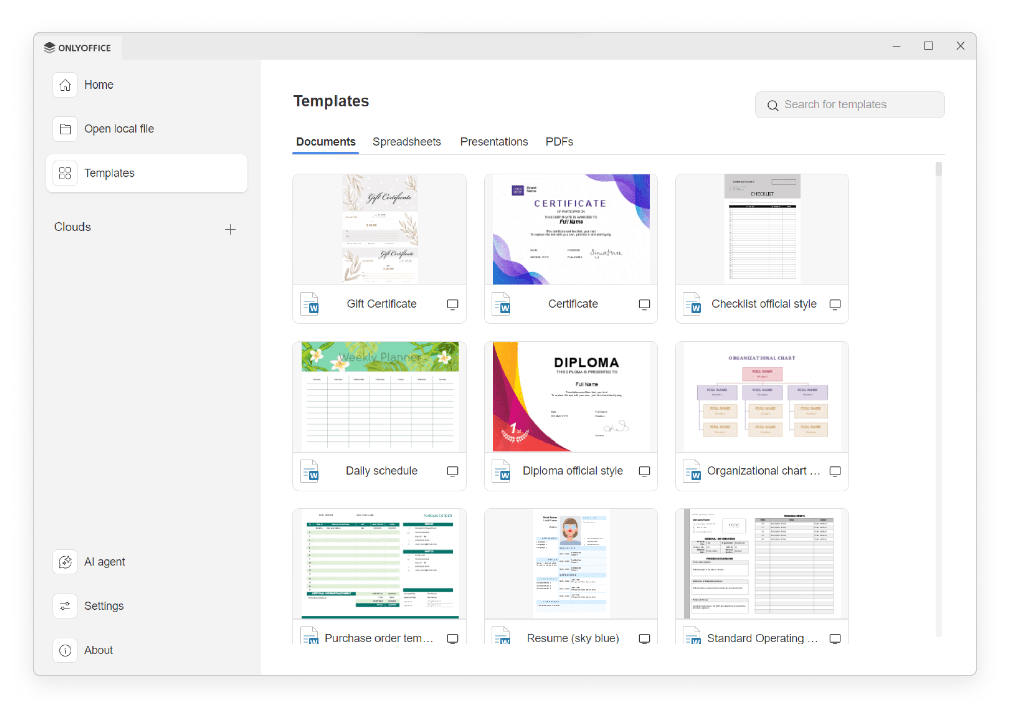 Интерфейс ONLYOFFICE Desktop Editors