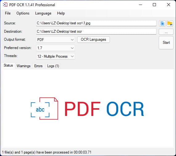 Интерфейс ORPALIS PDF OCR