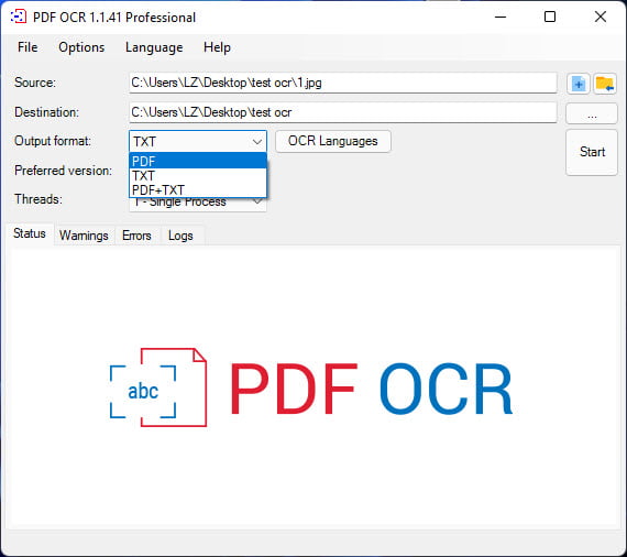Интерфейс ORPALIS PDF OCR