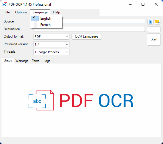 Интерфейс ORPALIS PDF OCR