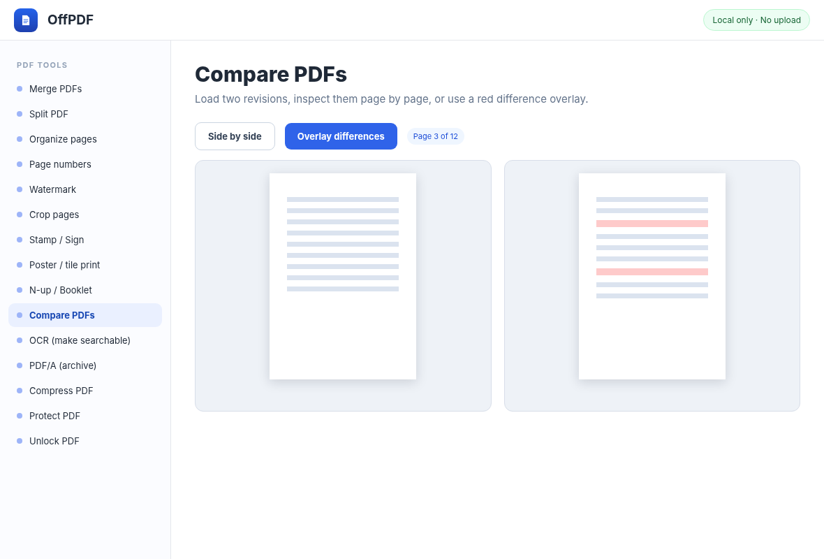 Интерфейс OffPDF: Сравнение двух редакций