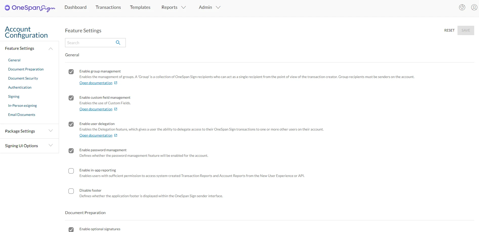 Страница Account Configuration