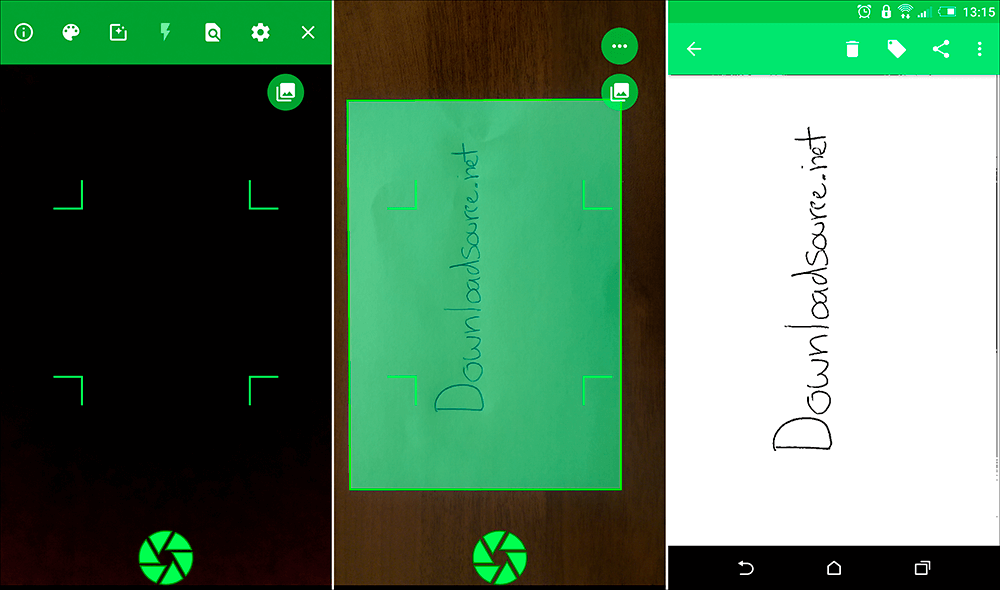 Последовательность ручного захвата и просмотра скана в Open Note Scanner