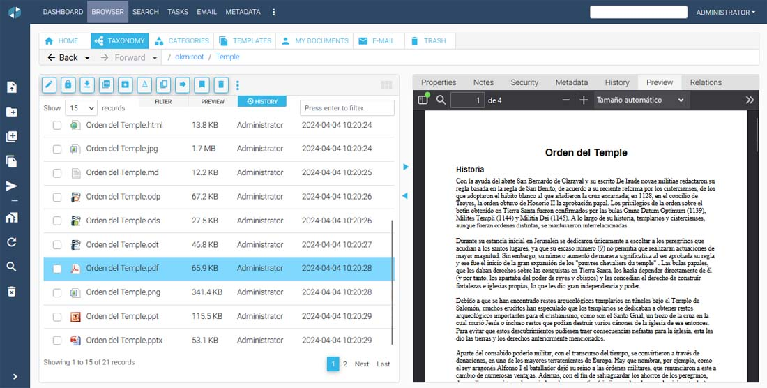 Предпросмотр многостраничного PDF в карточке OpenKM