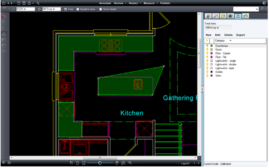 Измерение и подсчёт объектов на CAD-плане с распределением по категориям