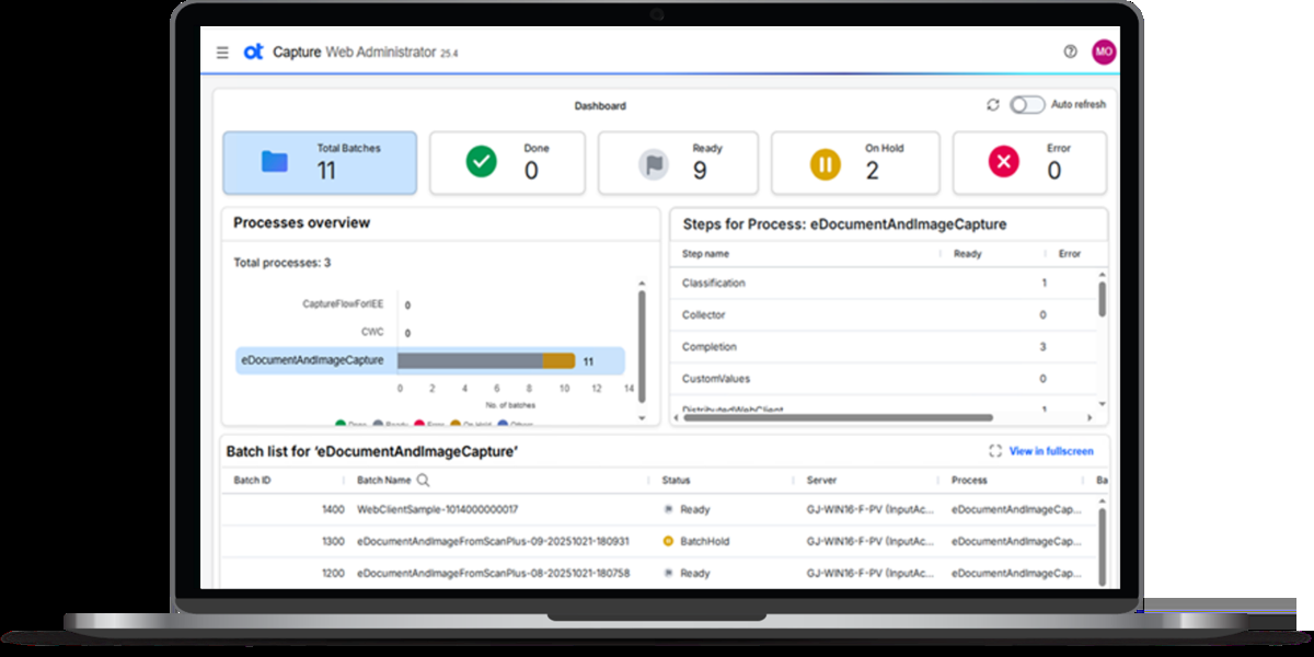 Веб-администрирование процессов OpenText Capture
