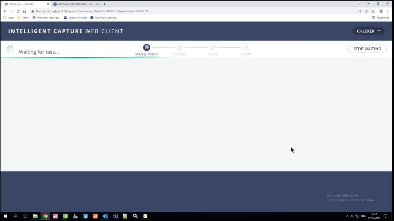 Экран ожидания и обработки задания в Intelligent Capture Web Client