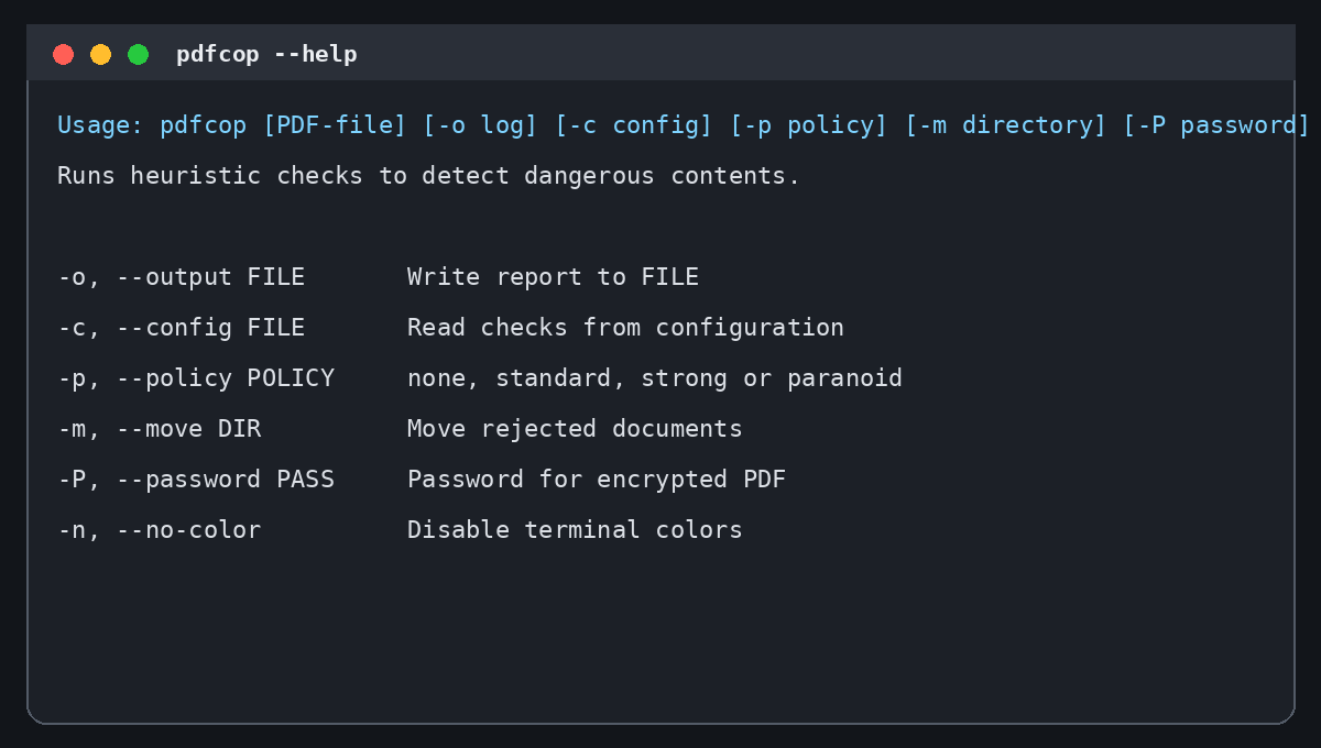 Параметры проверки PDF командой pdfcop