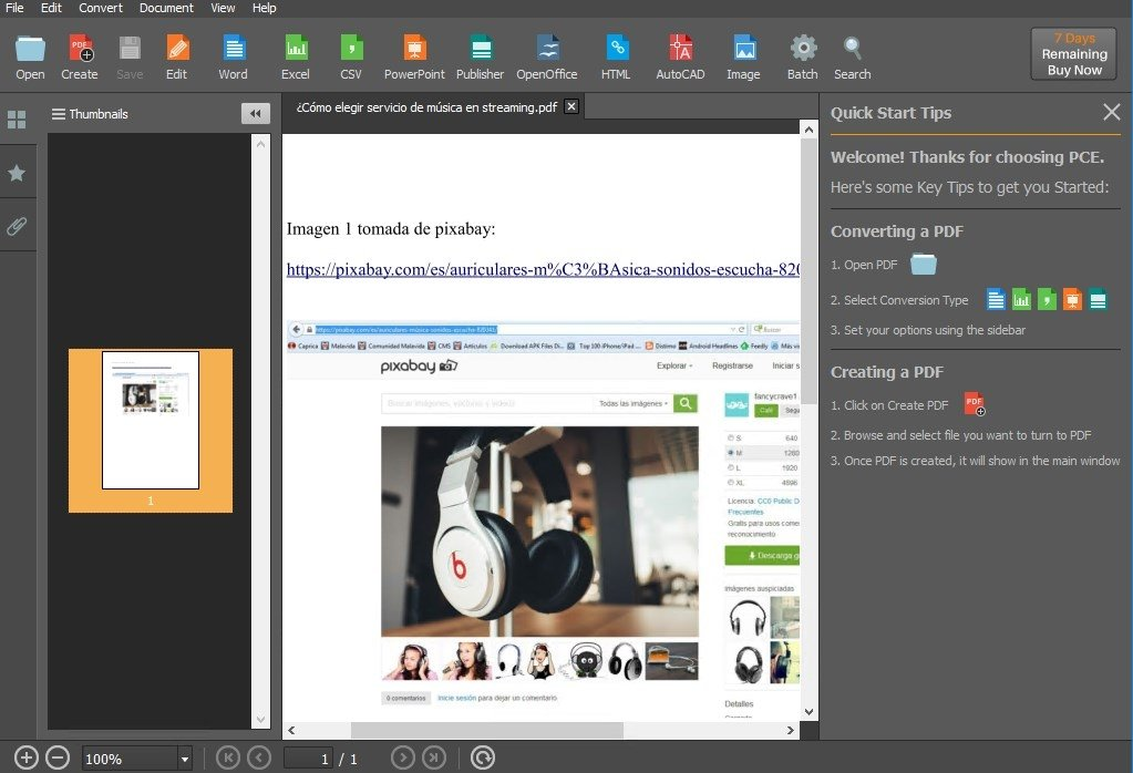 Открытый PDF в окне PDF Converter Elite с миниатюрами и предпросмотром