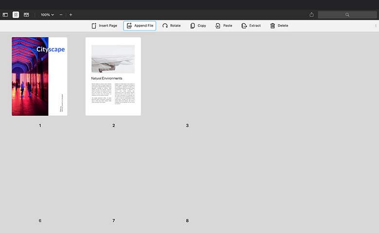 Миниатюры страниц и управление порядком листов в PDF Expert