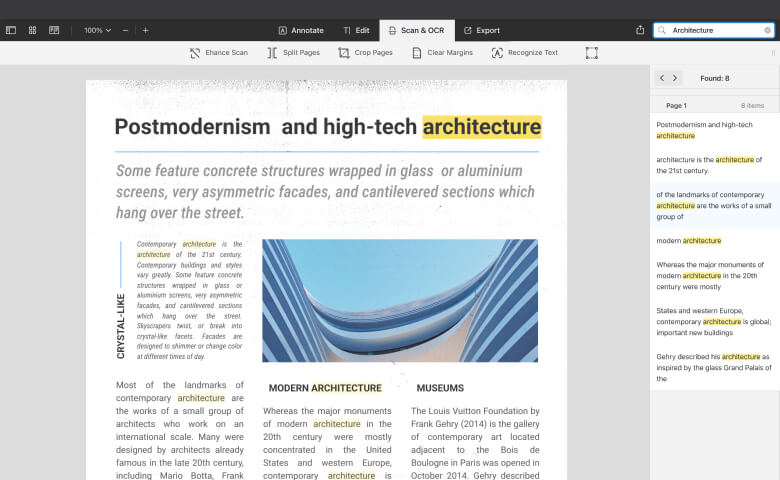 Поиск по текстовому слою после OCR в PDF Expert