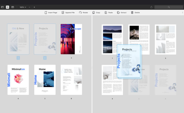 Объединение нескольких PDF и перестановка страниц в PDF Expert