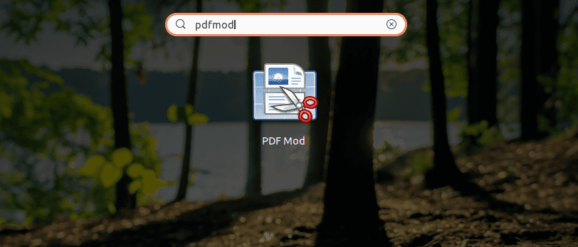 Значок PDF Mod в поиске приложений Linux