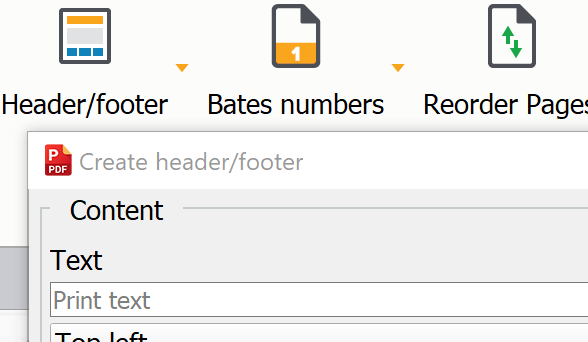 Создание колонтитула и нумерация Bates в PDF Pro