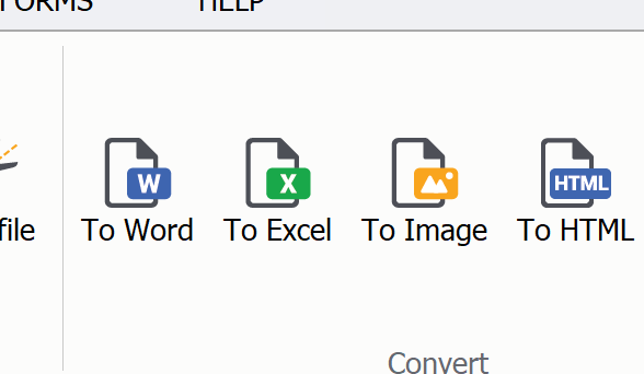 Команды конвертации PDF Pro в Word, Excel, изображения и HTML