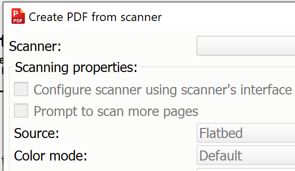 Настройки создания PDF со сканера в PDF Pro